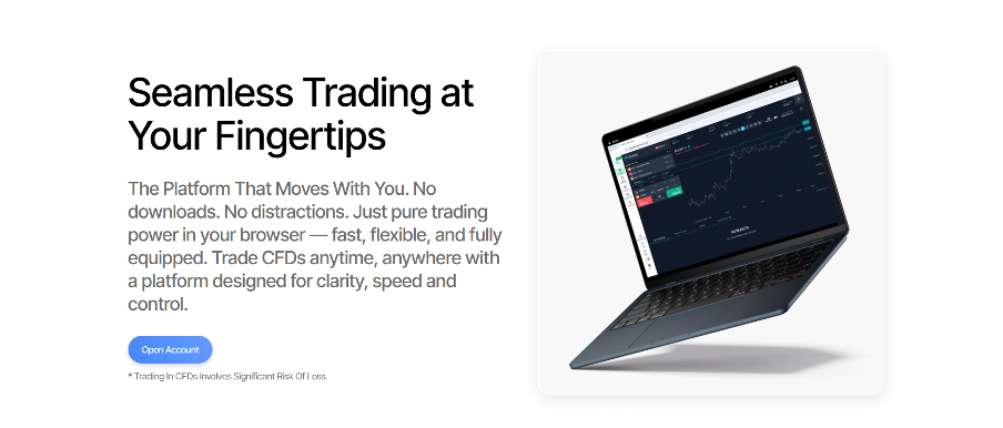 Invistro Webtrader interface with clean chart display and intuitive design